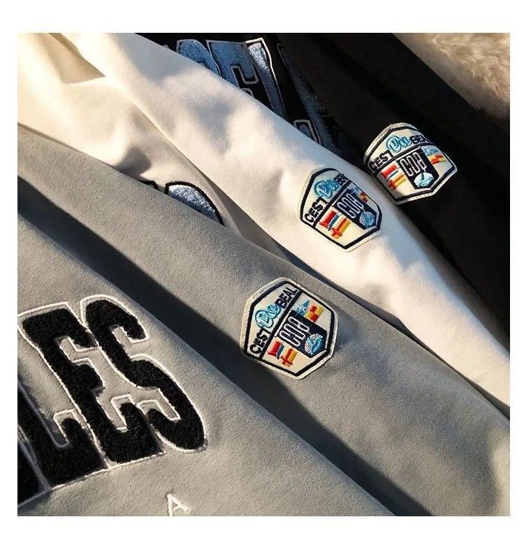 Мужская толстовка с V-образным вырезом и вышивкой в стиле ретро, осень 2021 г. — модная, повседневная, универсальная, парная