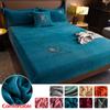 Soft Plush Fitted Sheet Solid Flannel Elastic Band Fitted Sheet Mattress Protector Cover Velvet Bedspread Mattress Cover