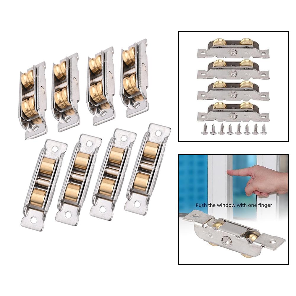 4 шт. ролики для раздвижных дверей из нержавеющей стали, медные шарикоподшипники, роликовые колеса для шкафов, оконные шкивы, аксессуары для окон