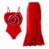 One-piece Sexy New Big Flower Swimsuit Women's Slim Mesh Skirt Swimsuit Set