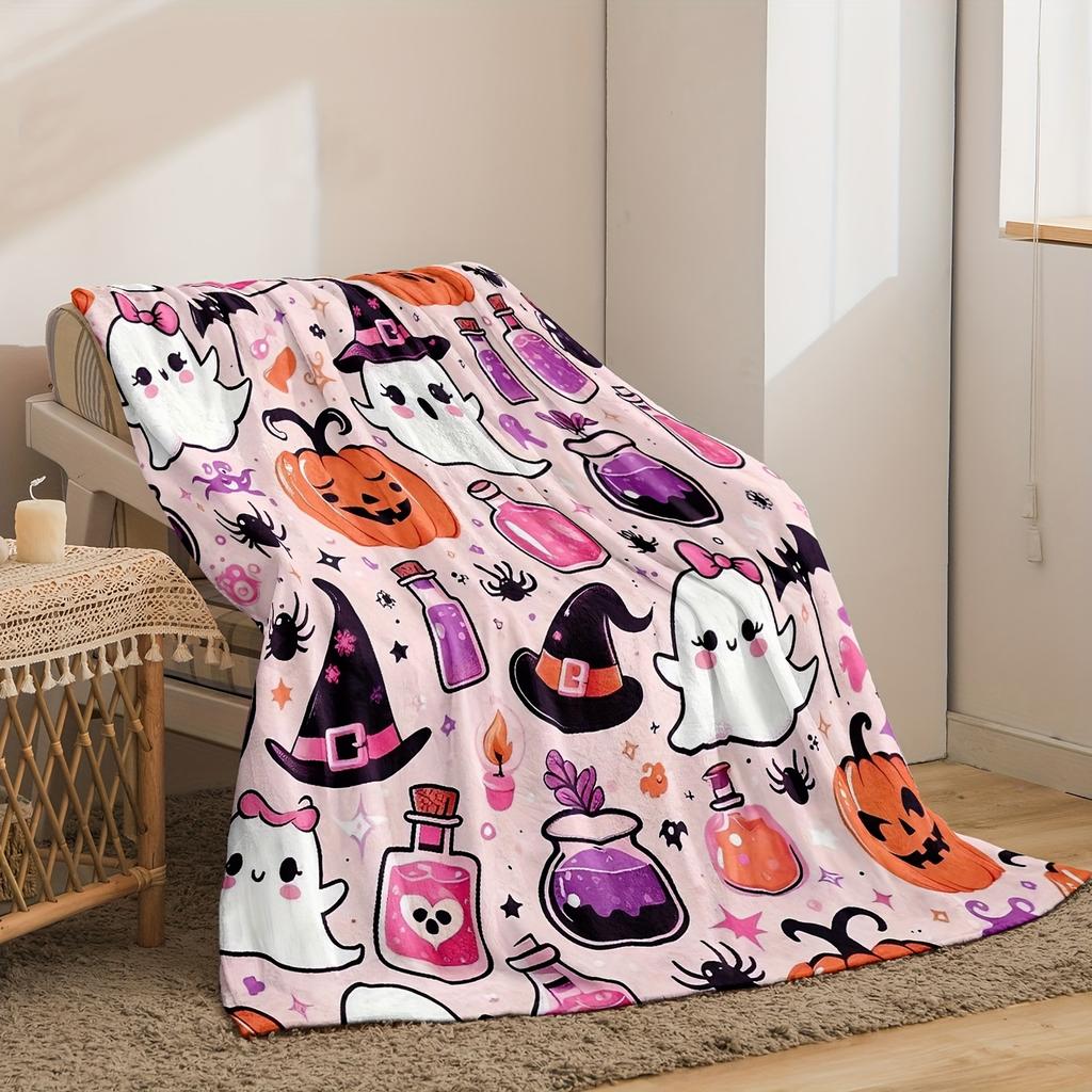 Хэллоуинское одеяло: современный стиль, двусторонний, устойчивый к разрывам, всесезонный, машинная стирка