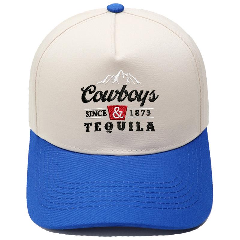 Cowboys & Tequila Truck Driver Hat Peak Embroidery Vintage Color Matching Baseball Cap Male Female Casual