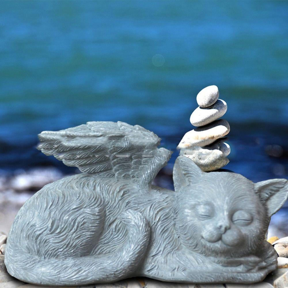 Gift Garden Design Pet Tombstone Sculpture Angel Dog Statue Cat Figurine Memorial Stone Ornaments