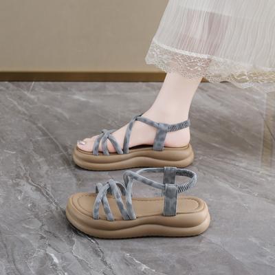 Женские сандалии на платформе 2025 новая летняя обувь для увеличения роста в сказочном стиле повседневная женская обувь на плоской подошве для улицы с юбкой пляжная обувь