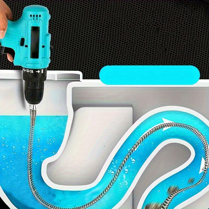 1 Piece Drain Auger Cable, Drain Snake Unclogger with Drill Bit Connector Flexible Pipe Drill Tube Cleaner for Kitchen, Bathroom and Shower Sinks