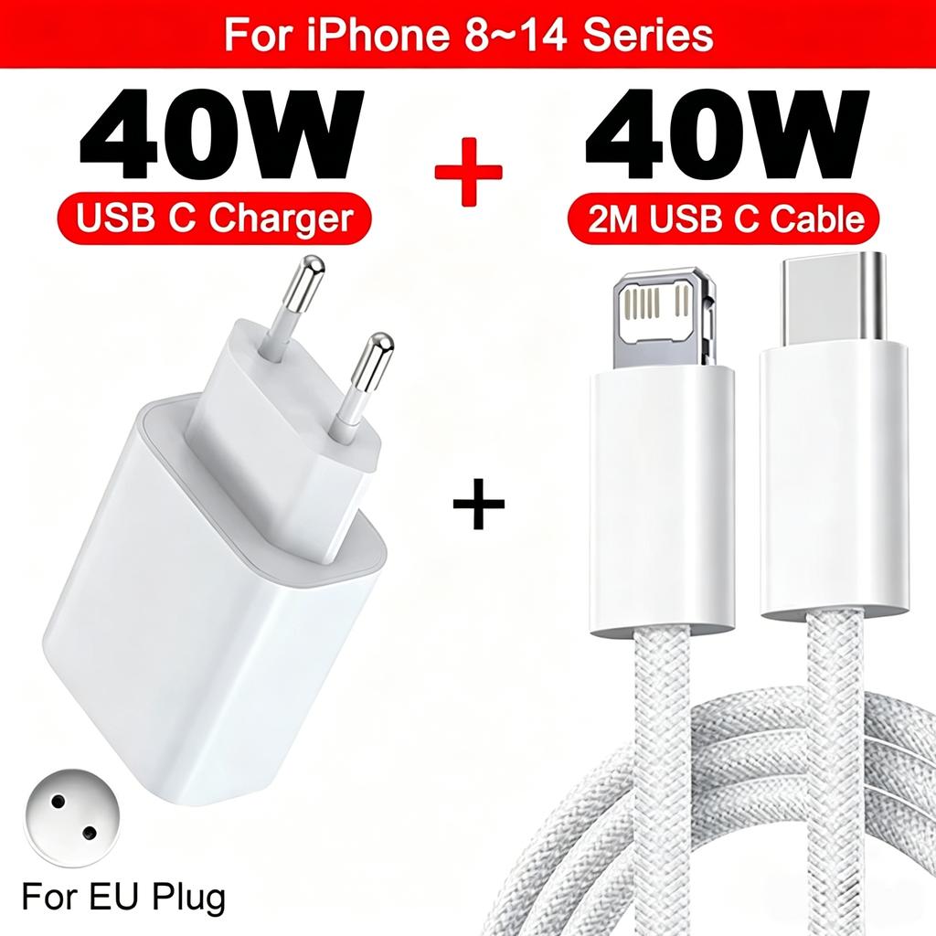 Xiaomi 40W For iPhone Charger USB Type C Fast Charger For iPhone 16 17 15 14 13 12 11 Pro Max PD Charging Cable Phone Accessories
