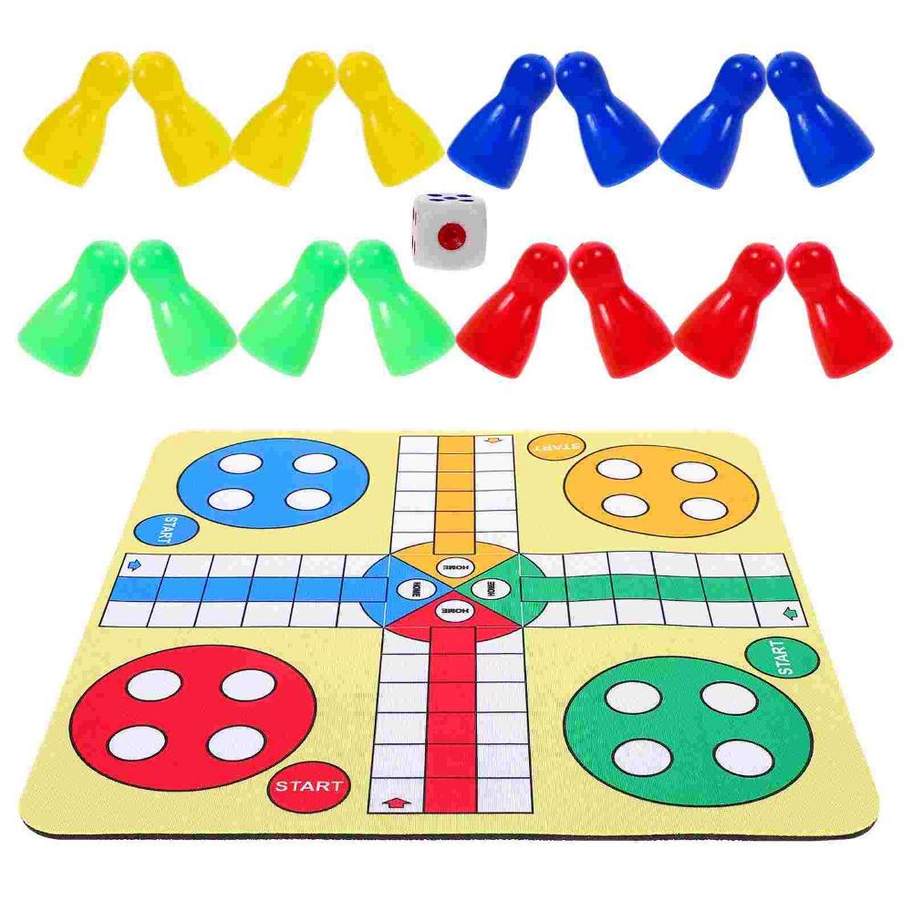 Interactive Toy Ludo Chess Set Folding Roll Up Chessboard Toy Party Game Flying Chess Travel Funny