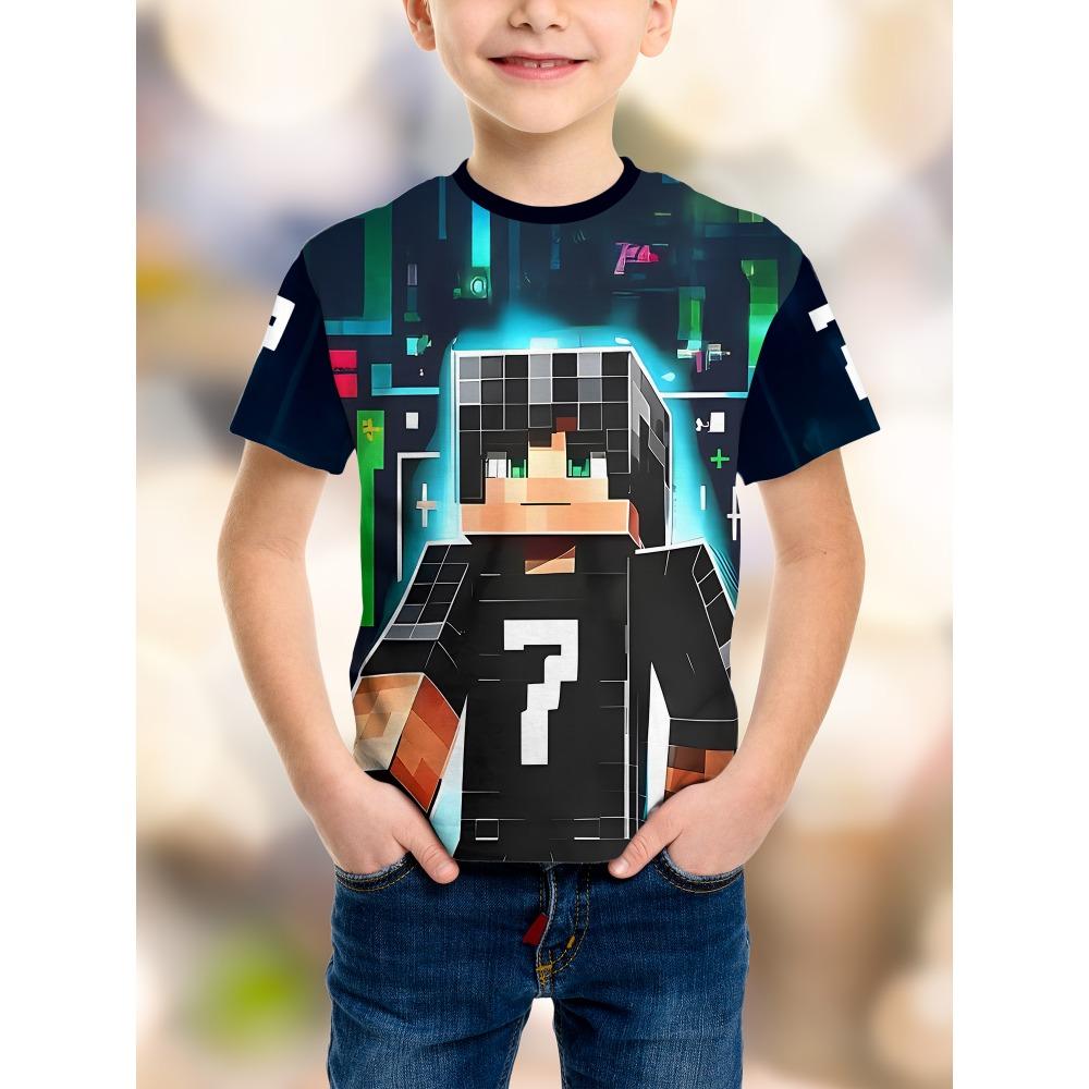 Game Pixel Birthday Party Children's T-shirt Humorous and Funny Boys Fashion Novelty Gift Short Sleeve T-shirt