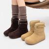 European Station 2025 Winter Retro Suede Fleece Warm Short Snow Boots Invisible Inner Height Increase Northeast Large Cotton Shoes