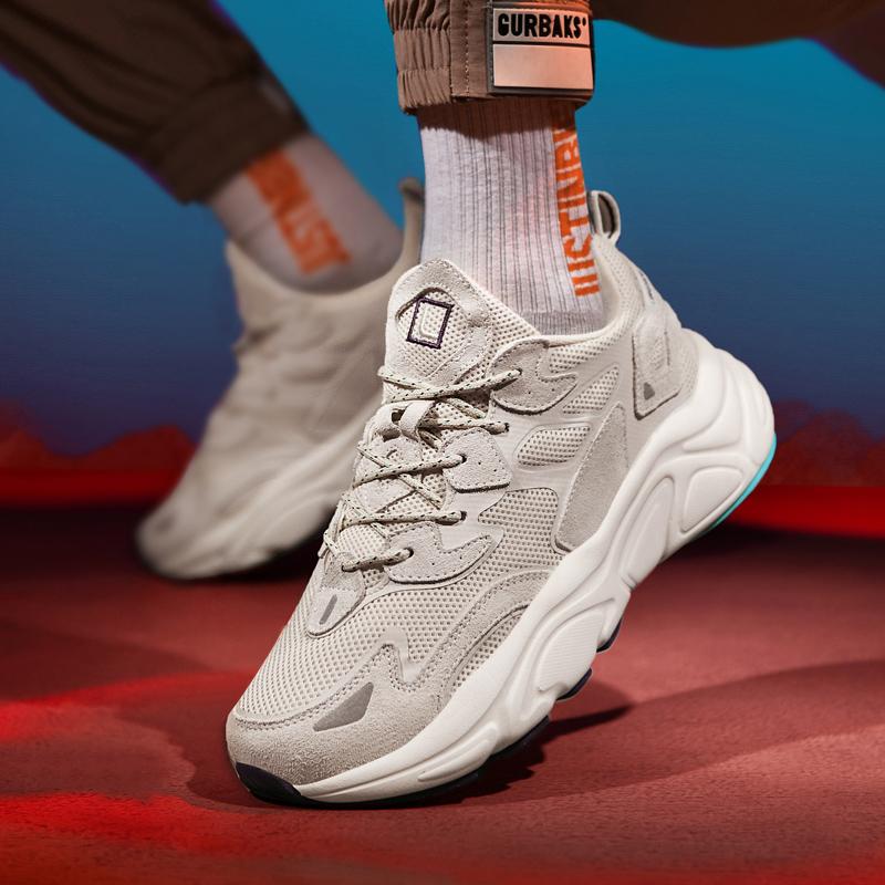 Genuine Leather Men's Chunky Running Shoes for Women Light Comfort Jogging Sports Shoes Mesh Commuting Walking Shoes Sneakeres