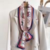 Легкий роскошный темпераментный двухслойный шарф, ремешок для сумки, декоративный костюмный шарф, маленькая длинная повязка на голову, шелковый шарф для женщин с принтом, узкий