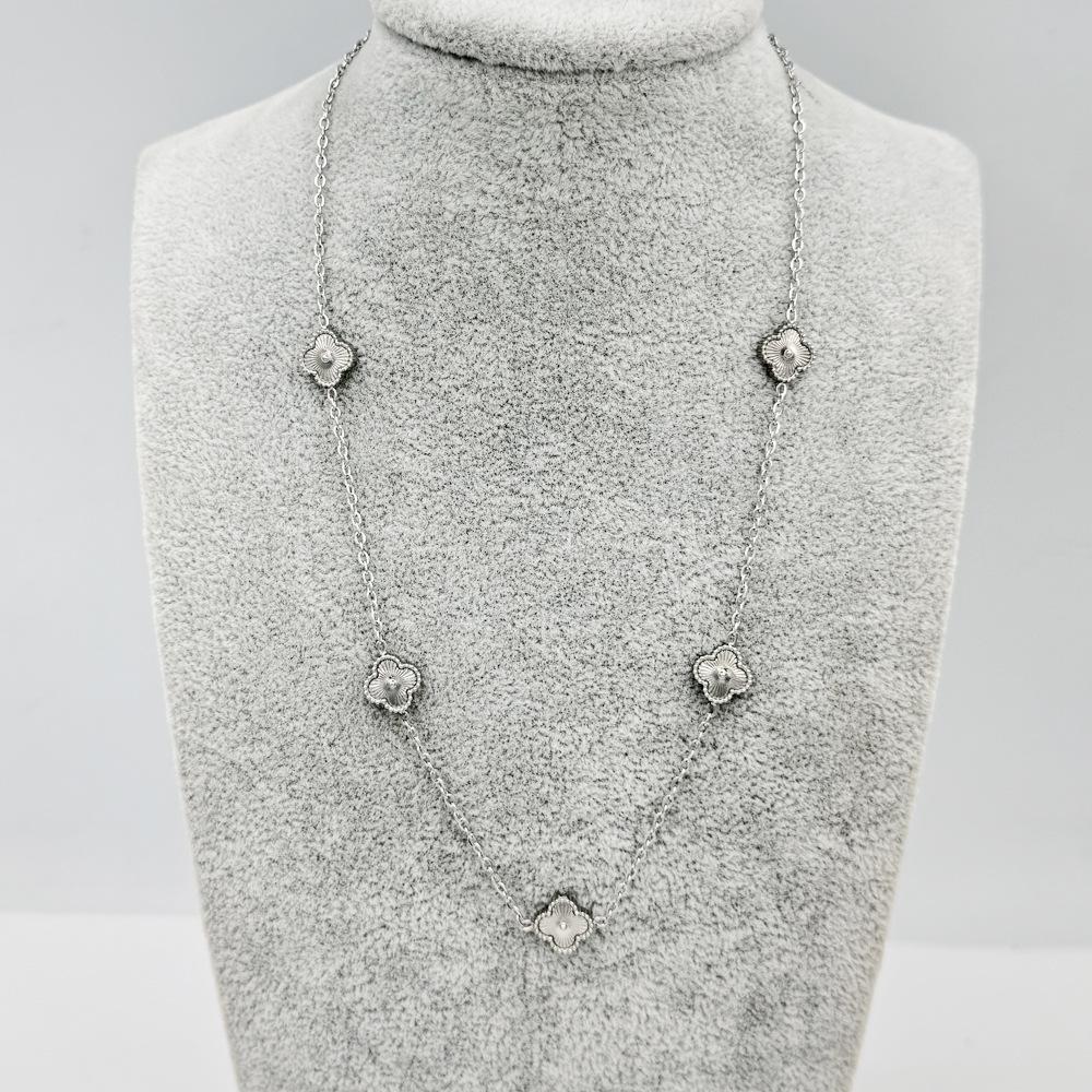 9MM Titanium Steel Four-leaf Clover Shell 5 Flowers Necklace Women's New Light Luxury Hundred Lock Bone Chain Shell Collar Jewelry