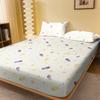 1 Simple Modern Feather Printed Matte Fitted Sheet, Bedroom Printed Bed Cover, Bedding (Excluding Pillowcases)