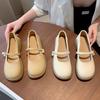 Туфли Мэри Джейн с круглой головкой и одной педалью, женские летние туфли в студенческом стиле на низком каблуке с неглубоким носком, маленькие кожаные туфли, универсальные одинарные туфли