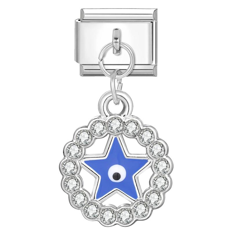 Синий Клетчатый Бабочка Дьявольские Глаза Цветы Кошка Сердце Итальянские Шармы Звенья Подходят для Браслета из Нержавеющей Стали 9 мм Женщины DIY Изготовление Подарки