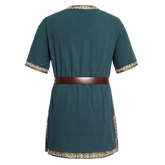 Средневековая туника викингов, рубашка с v-образным вырезом и короткими рукавами, вышивка с поясом, косплей, сцена, события эпохи Возрождения, костюм на Хэллоуин, пиратский топ