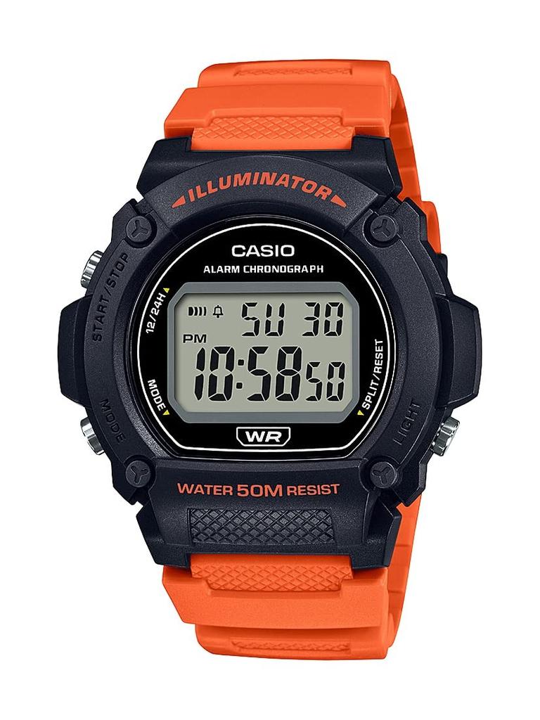 Casio Спортивные кварцевые часы с ремешком из смолы 11 Мужские, TBA, (Модель W219H-4AV)