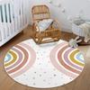 Colorful Round Rug for Nursery Rainbow Washable Rug for Playroom Kids Rug Non-Slip Bedroom Carpet for  Teepee Princess Castle