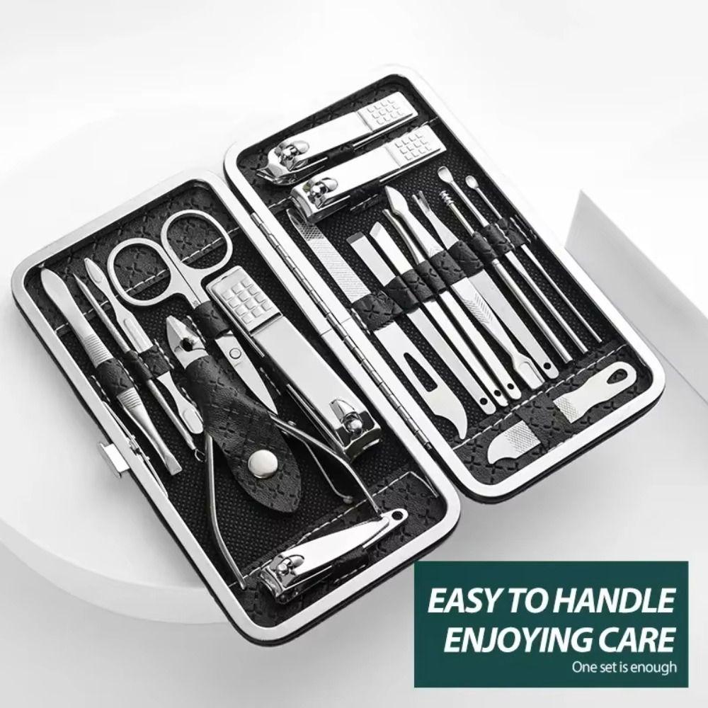 19Pcs Stainless Steel Nail Clippers Set Home Nail Care Kit Creative Manicure Kits Gift