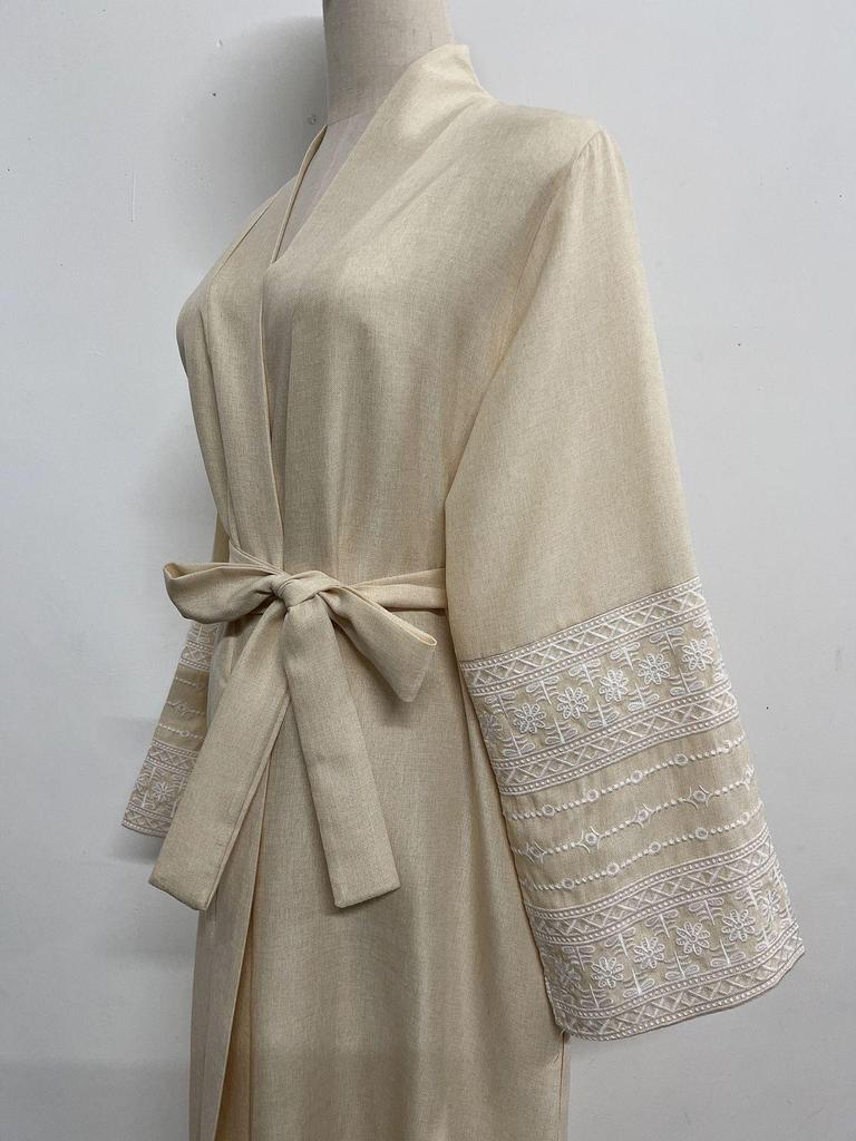 Yiduoduo Elegant Embroidered Dress with Solid Lace Cardigan 24701