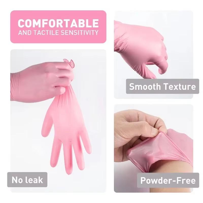 Light Pink Nitrile Gloves WaterProof Durable Cleaning Dishwashing Tattoo Household Cleaning Supplies Latex Free