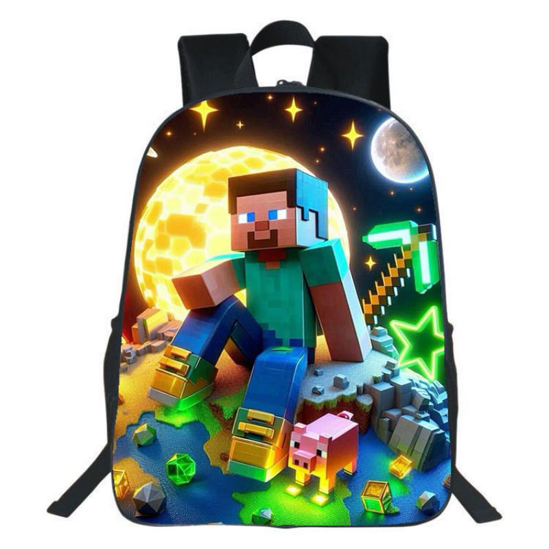 Рюкзак Minecraft для детей с принтом, нейлоновый школьный рюкзак с мягкими лямками для учеников начальной школы