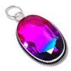 Bi-Color Tourmaline Gemstone Handmade 925 Sterling Silver Pendant 2.36" R5y74