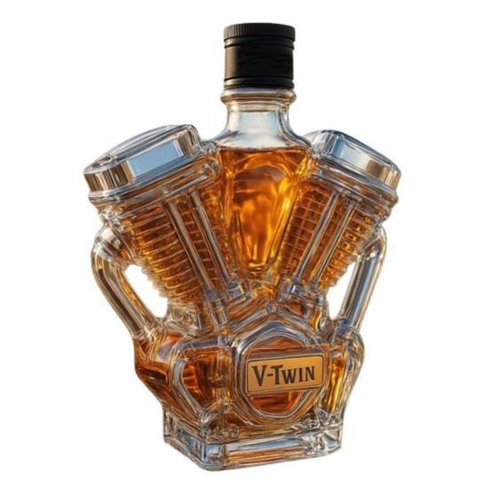 Whiskey Bottle Motorcycle Engine Decanter Handmade Glass Bottle Mechanical Aesthetics