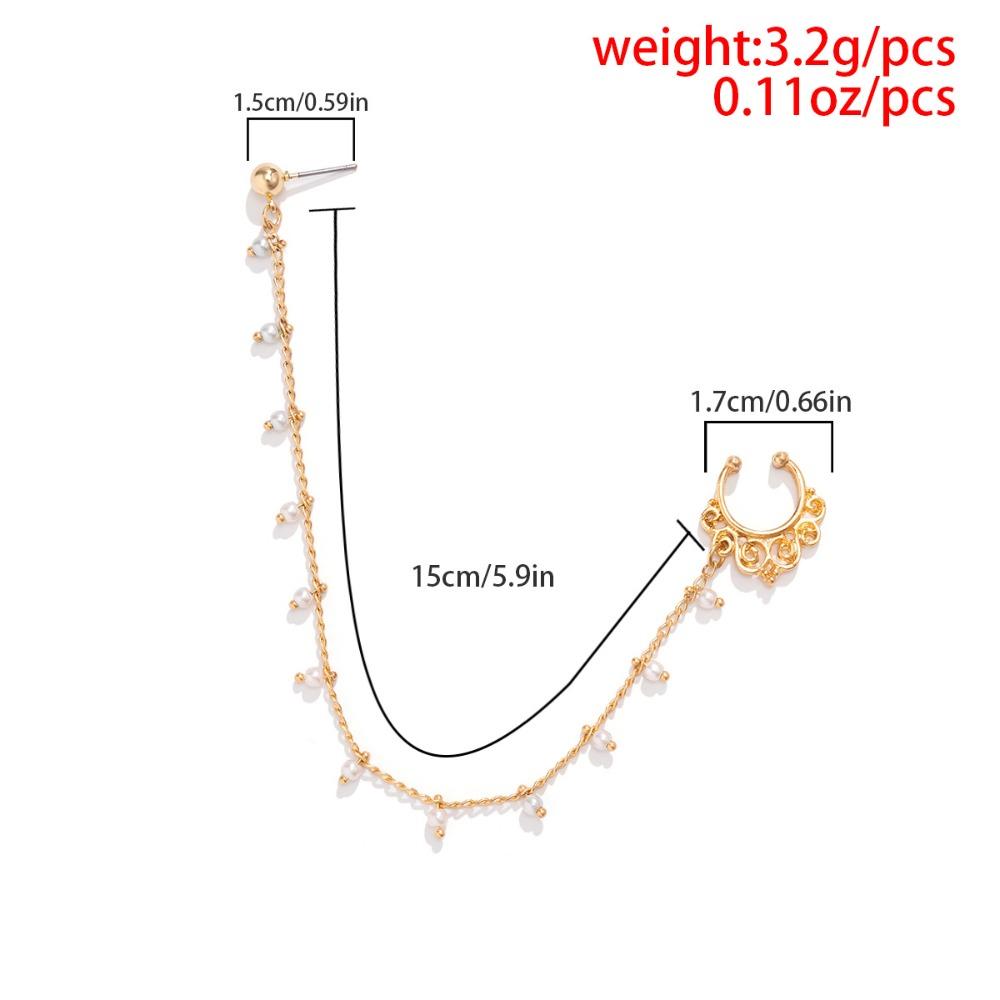 Temperament Piercing Jewelry Women Earrings New Imitation Pearl Butterfly Tassel Chain