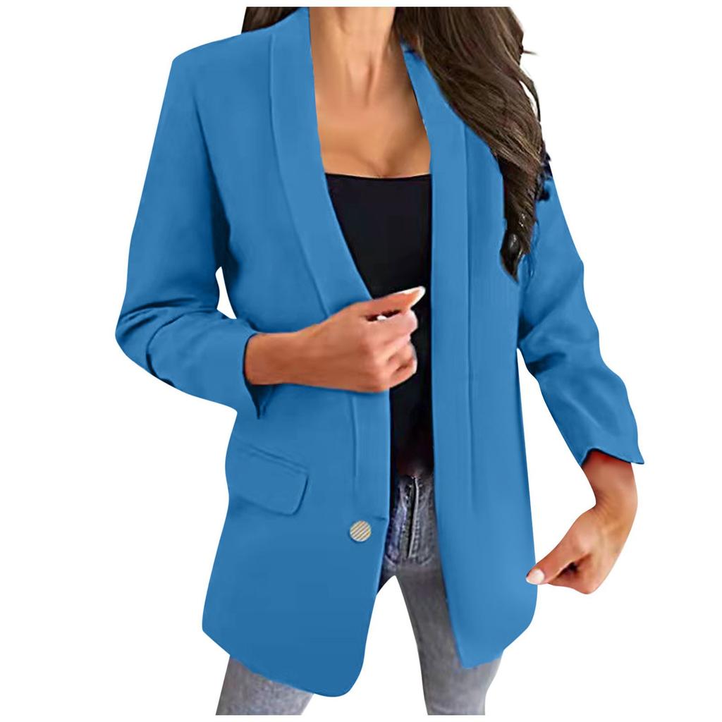 Женский топ-жакет однотонный с лацканами на пуговицах приталенный темпераментный костюм