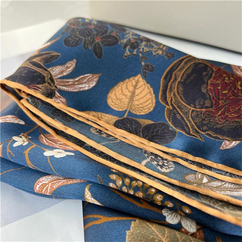 110*110 Cm Square Silk Scarf Women's Fashion Printed Small Neck Scarf Office Women's Hair Belt Folar Handkerchief Women's Handkerchief Shawl Scarf