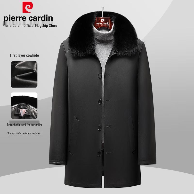 Pierre Cardin Men's Mid-Length Cowhide Leather Jacket