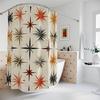Шторка для душа Starburst - Ретро-дизайн середины века, Атомная эра, Геометрический узор, Винтажный декор для ванной