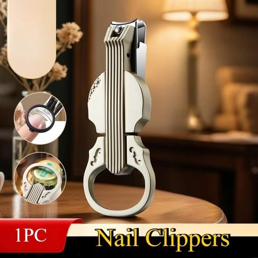 Gifts Violin Shape Nail Clippers Stainless Steel Anti-splash Manicure Tools with Bottle Opener Flat Slanted Head Nails Trimmer