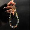 Glitter Crystal Bead Keychain Transparent Phone Lanyard Wrist Crystal Chain  for Women Girls