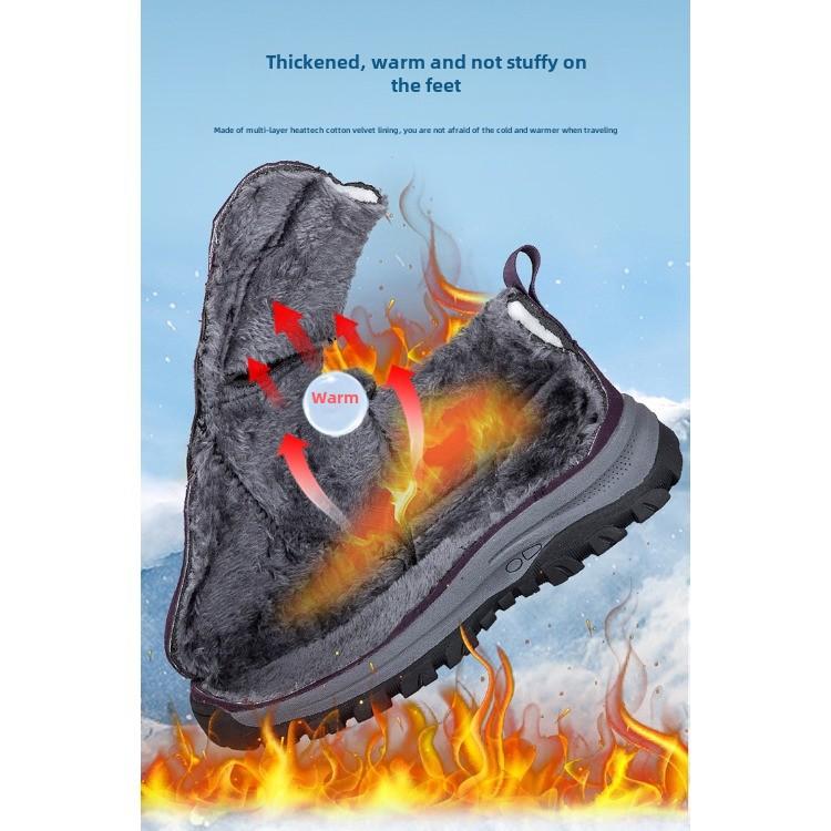 Обувь из хлопка для пожилых женщин, зимние теплые кроссовки из кашемира для пожилых матерей, нескользящие водонепроницаемые зимние ботинки