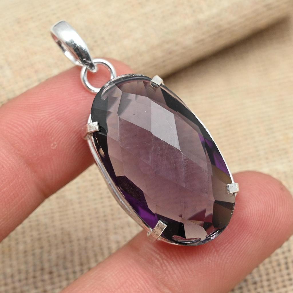 Ограненный аметист драгоценный камень стерлингового серебра 925 ювелирных изделий женский кулон для подарков