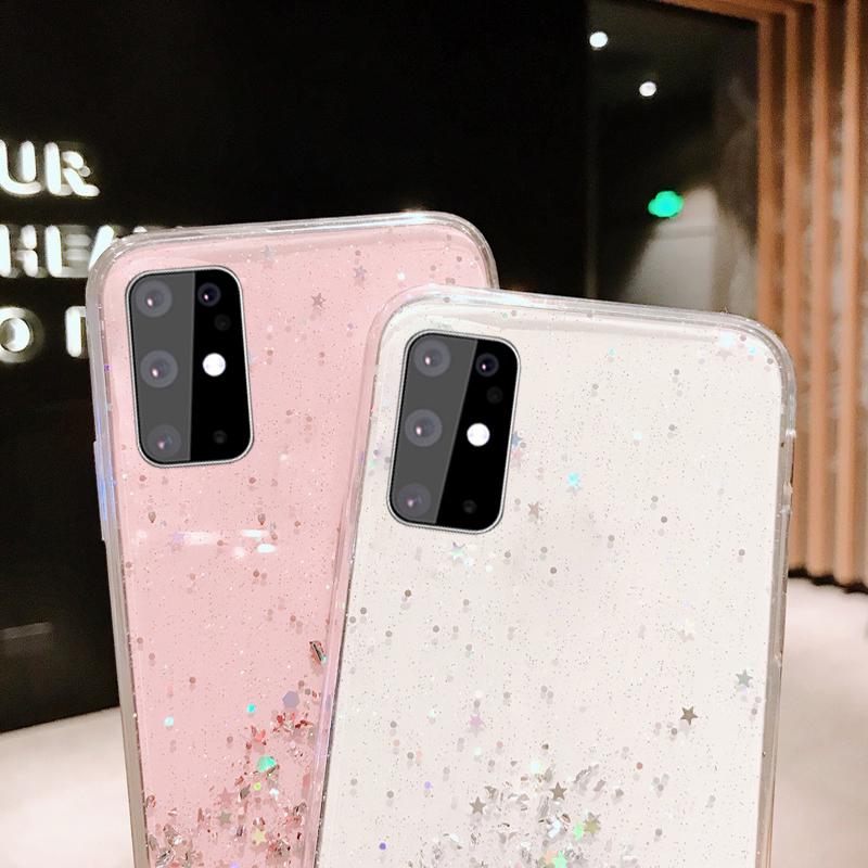 Блестящий силиконовый чехол со звездами и блестками для Samsung S25 Ultra S24 FE S26 S23 S22 Plus A16 A56 A57 A36 A55 A35 A15 A25 A14 5G A26 A17 A37 Сияющий чехол с пайетками