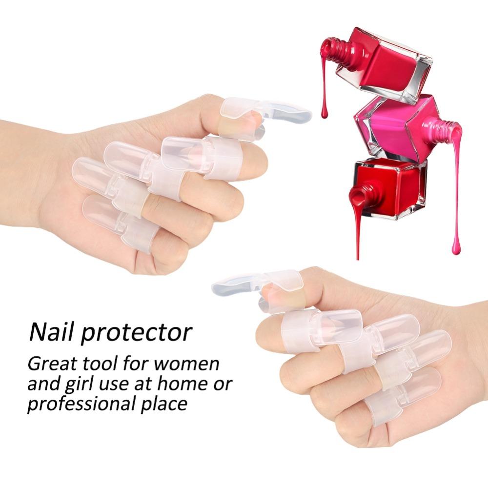 10PCS Soft Elastic Finger Nail Cover Flexible Nail Art Shield Nail Varnish Holder Home Use