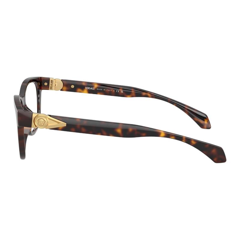Versace Temple logo injection molded square optical glasses women's tortoiseshell 65990154 VE3376U108-Tortoiseshell 53/16/140-h.40