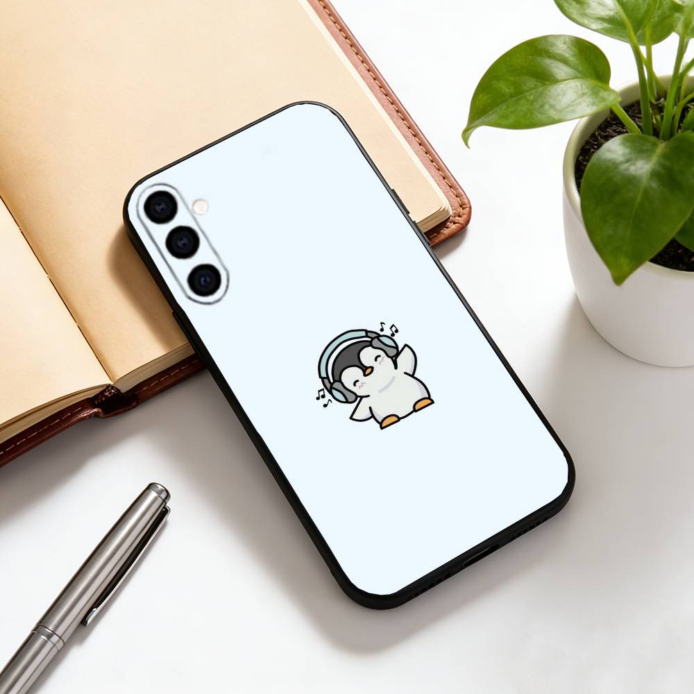 Милый мультяшный пингвин Чехол для телефона Для Samsung Galaxy A73, A72, A71, A70, A53, A52, A51, Другие Мягкий Черный Чехол