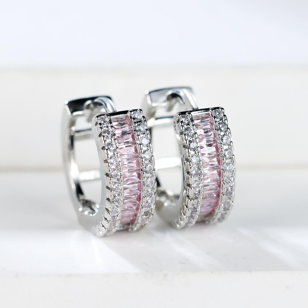 1 пара серебристого цвета, серьги-кольца принцессы белого, красного, синего цвета с разноцветными камнями, серьги-кольца для свадьбы и помолвки для женщин