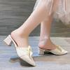 New Fashion Bow Bag Head Drag Wear 2025 Summer Temperament Low Heel Half Slippers Lazy Pointed Muller Shoes