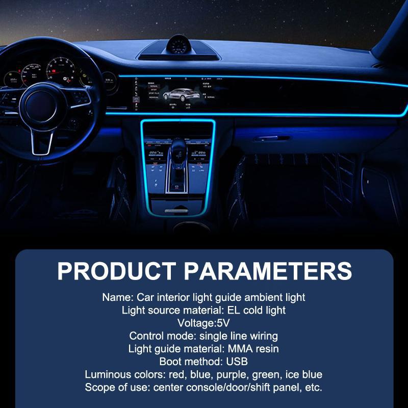300CM Car Interior EL Wiring Neon Strip LED Decorative Lamp DIY Light for Dashboard Door Footwell Auto Decoration