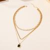 Multi-layer Alloy Necklace Jewelry Fashion Women's Thick Chain Square Pendant Exaggerated Item Jewelry
