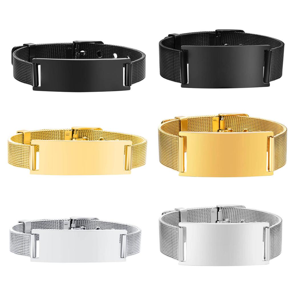 Personalized Photo Bracelet, Stainless Steel Mesh Chain Bracelet for Women Men, Adjustable Chain 5.9" To 7.7