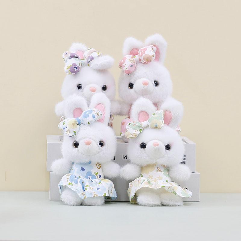 Plush Cute Bunny Toy Keychain Soft Pp Cotton Rabbit Doll In Charming Colorful Dress Designs