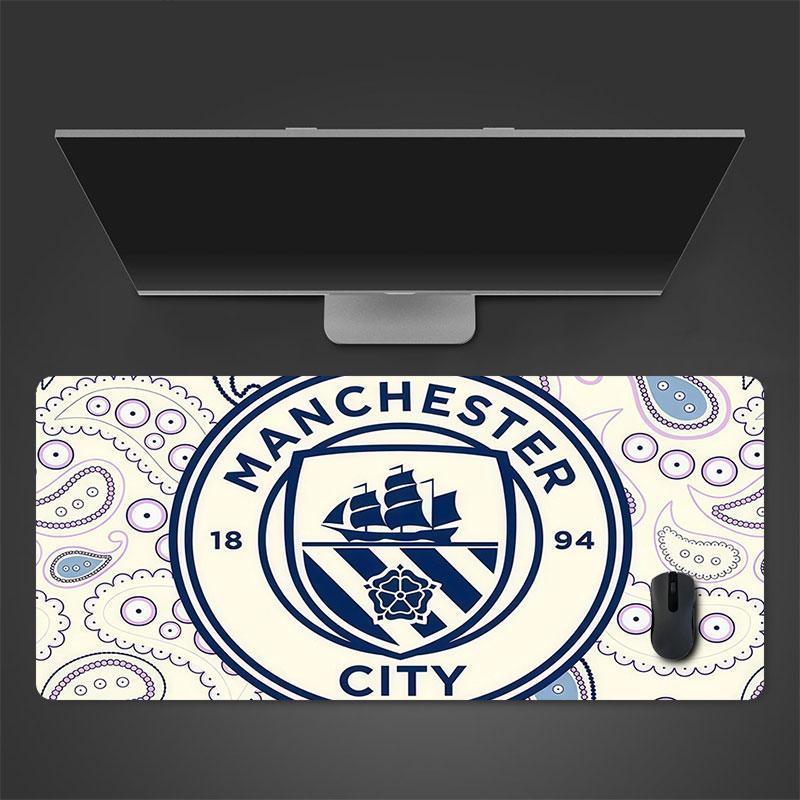 Коврик для мыши Man City, Большой игровой коврик для стола, Нескользящий XXL коврик для мыши для ноутбука и планшета, Игровой коврик для мини-ПК со прошитыми краями