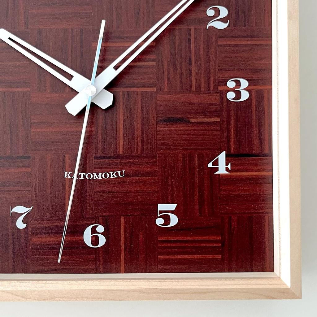 KATOMOKU muku square clock km-144HMRC Wood Maple Wall Clock with Continuous Second Hand (Radio-Controlled Clock)