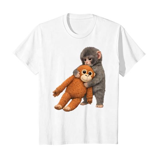 Мужская футболка Punch Monkey Шея Короткий рукав Узор Круглый Пуловер Топы Эластичная посадка Однотонный